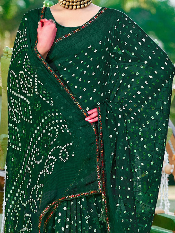 Saree mall Mirror Work Bandhani Sarees