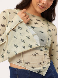 DressBerry Flare Daydream Printed Net Top
