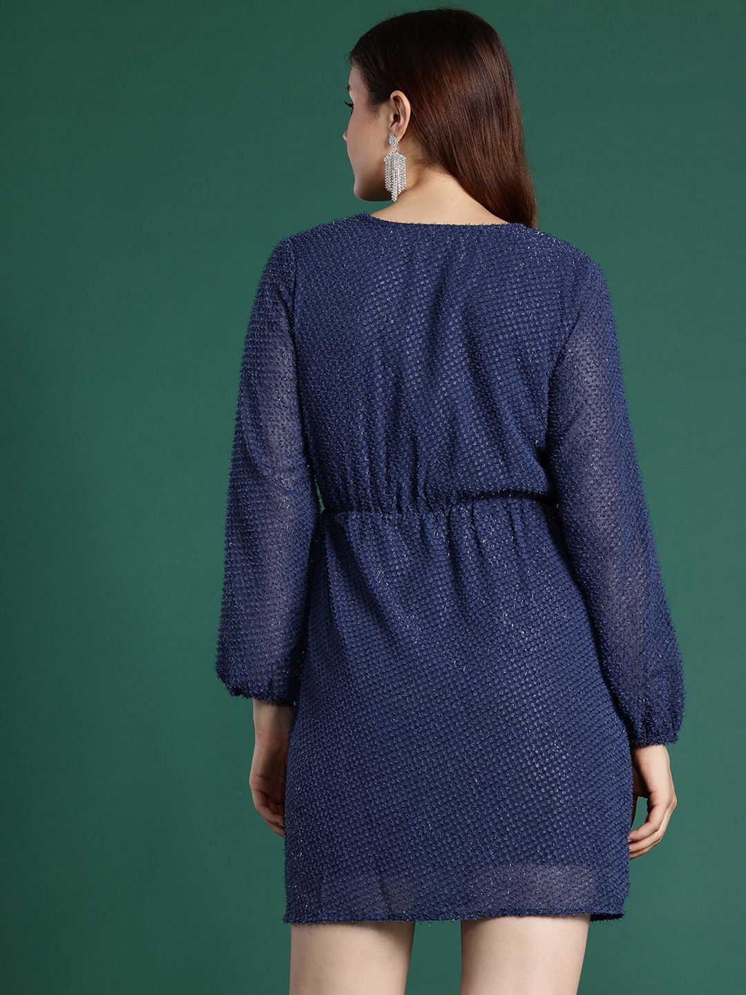 DressBerry Dobby Finish Puff Sleeve Mini Dress