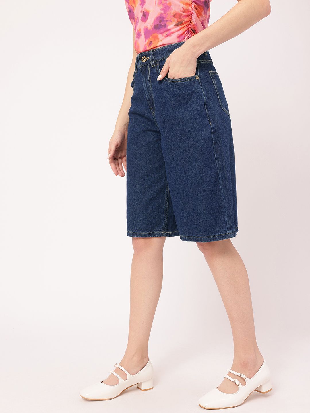DressBerry Women Everyday Essentials Skater Fit Denim Shorts
