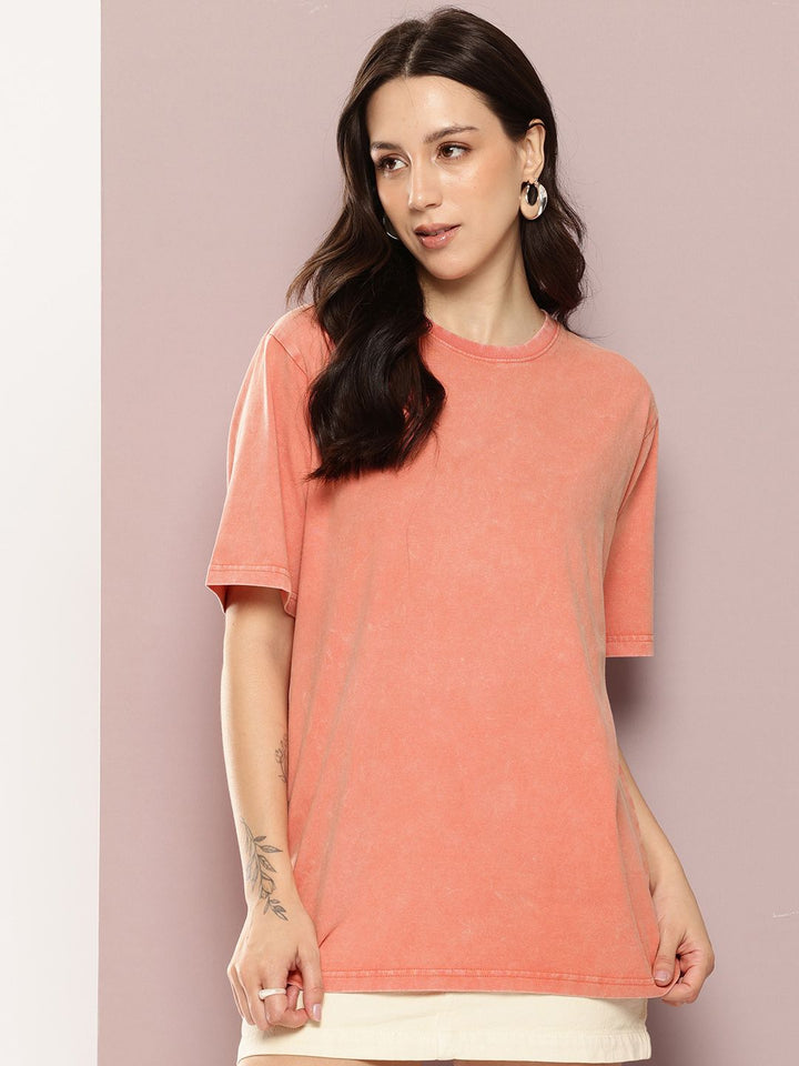 DILLINGER Women's Acid Washed Oversized Printed Tshirt