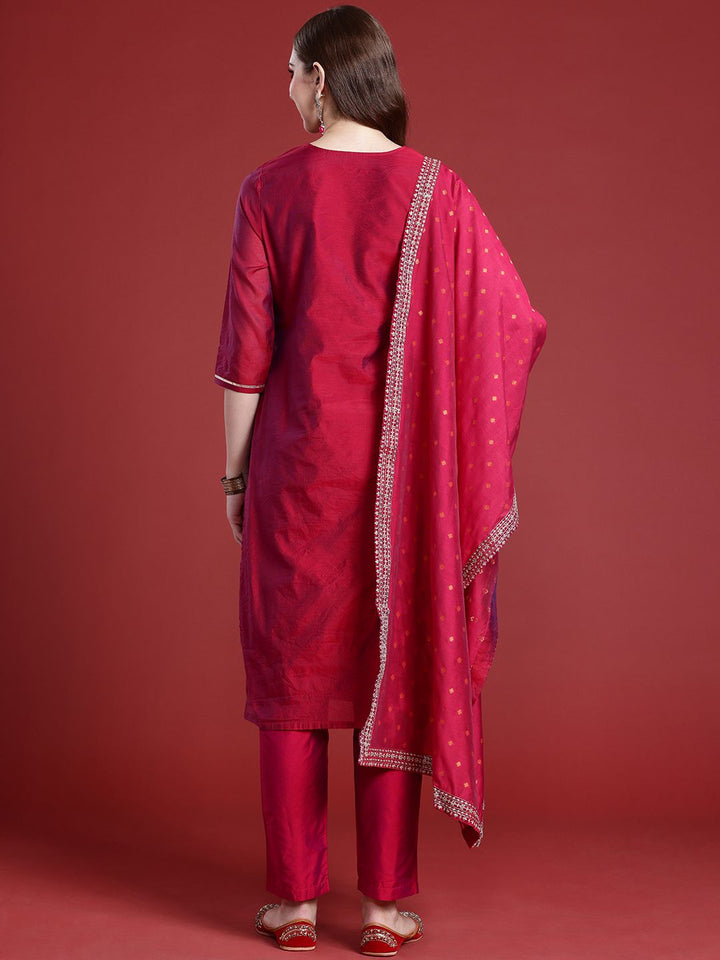 Anouk Women Ethnic Motifs Zari Work Yoke Design Regular Kurta With Trousers & Dupatta