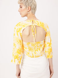 DressBerry Sun Shine Smocked Dyed Styled Back Crop Top