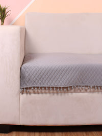 STITCHNEST Grey Self Design 2 Seater Sofa Cover
