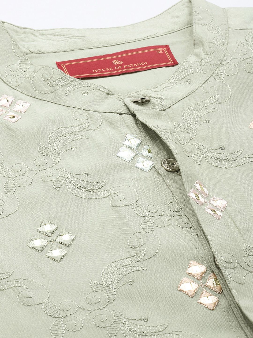 House of Pataudi Ethnic Motifs Embroidered Regular Mirror Work Jashn Kurta with Salwar