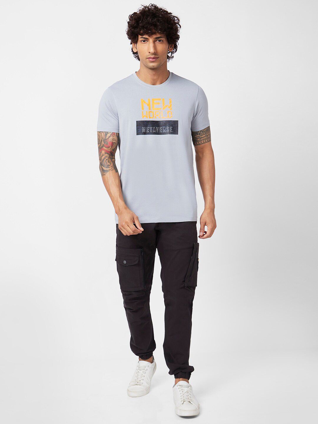 SPYKAR Typography Printed Slim Fit Cotton T-Shirt