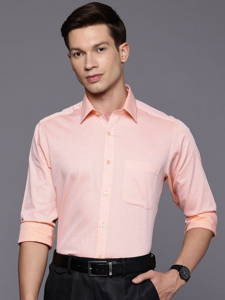 Raymond Slim Fit Self Design Textured Pure Cotton Formal Shirt