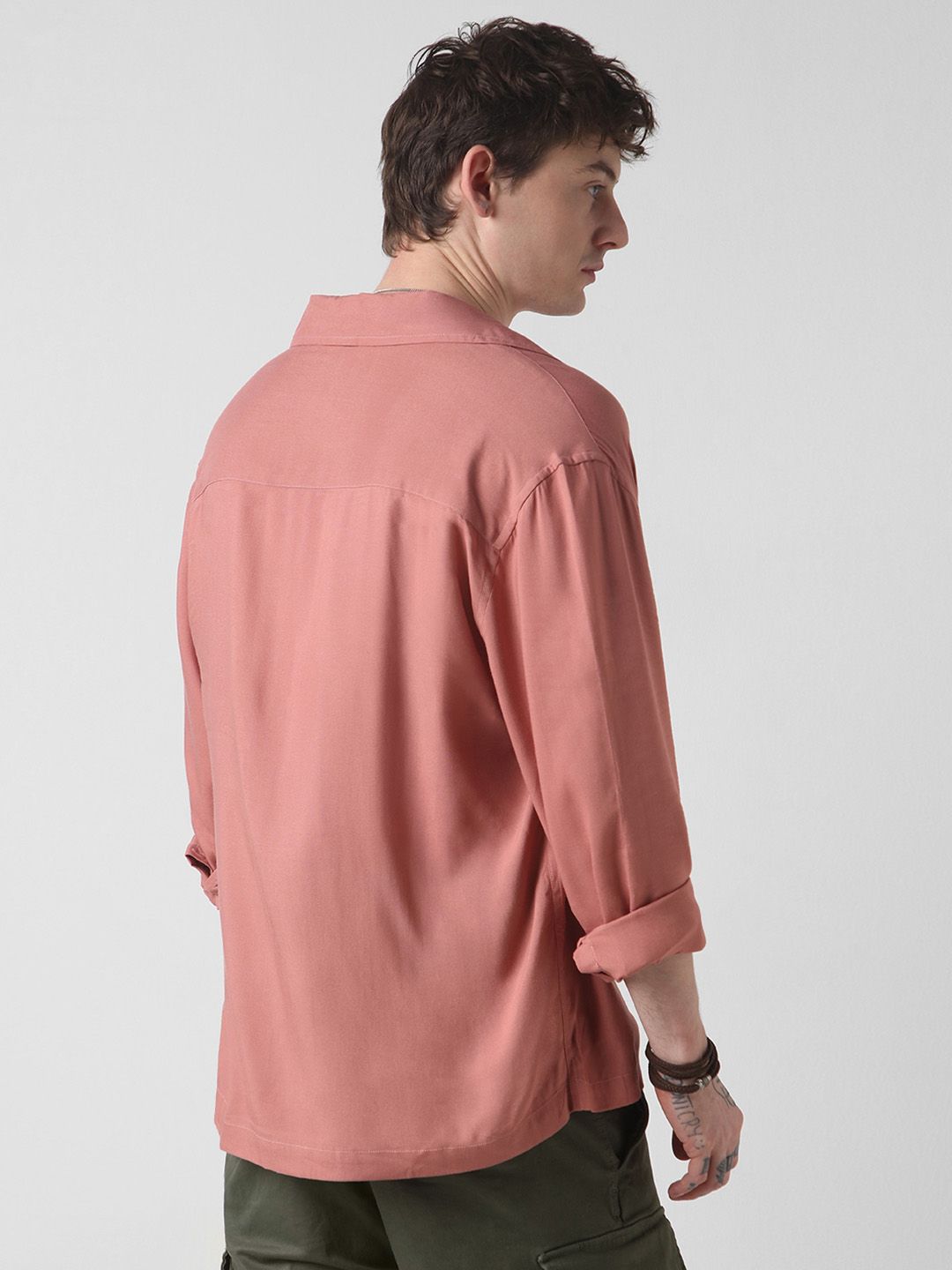 VASTRADO Men Classic Solid Cuban Collar Casual Shirt