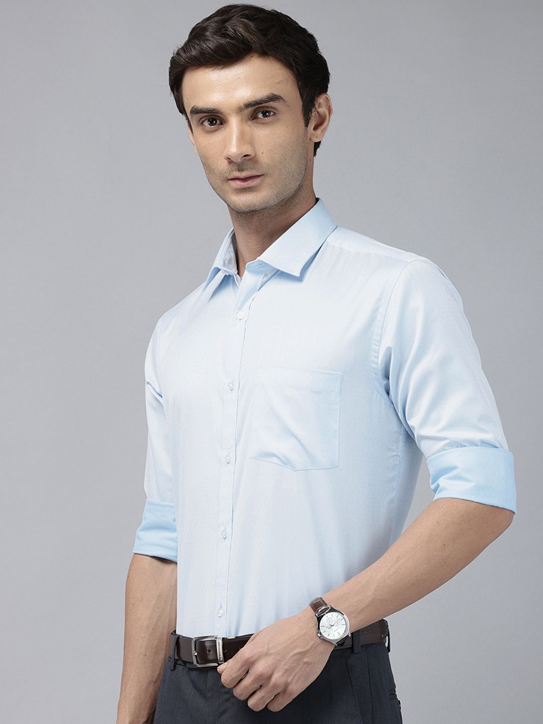 Park Avenue Self-Design Slim Fit Formal Shirt