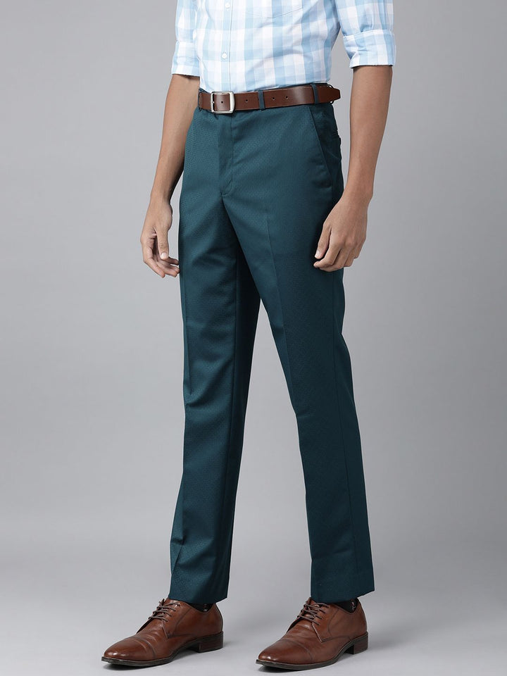 Park Avenue Men Self Design Textured Smart Slim Fit Formal Trousers