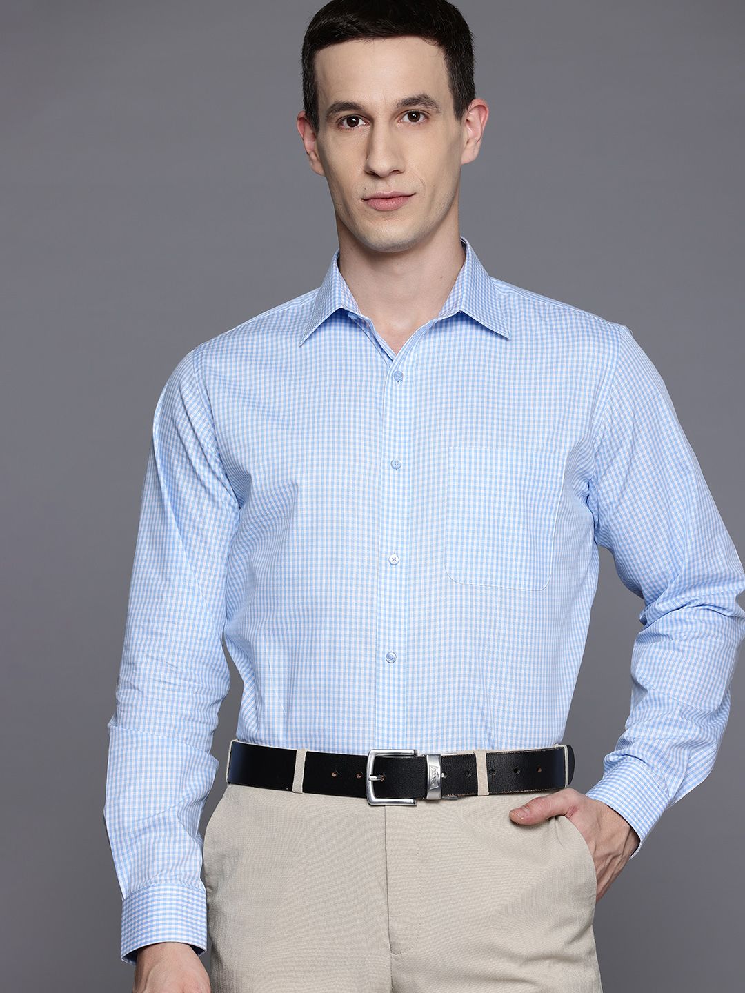 Raymond Pure Cotton Slim Fit Checked Formal Shirt