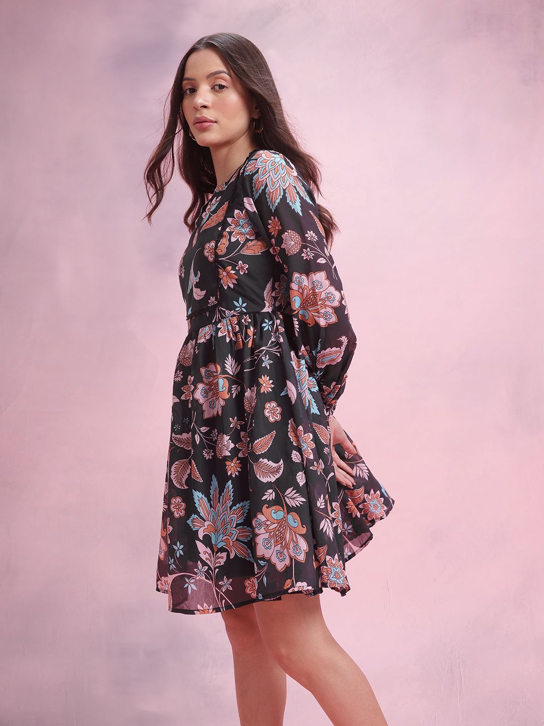 DressBerry Floral Print A-Line Dress