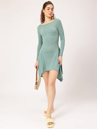 DressBerry Ribbed Cascade Asymmetric A-line Dress