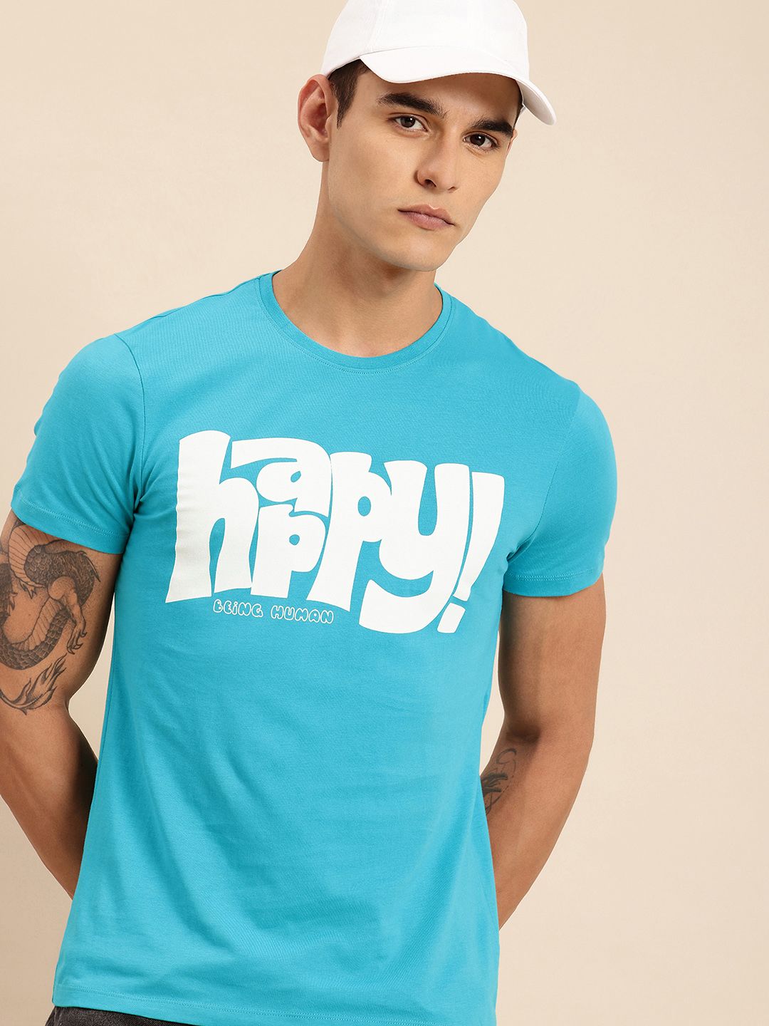 Being Human Pure Cotton Typography Printed T-shirt
