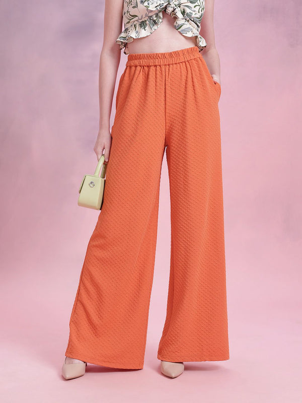 DressBerry Women Textured Wide Leg Trousers
