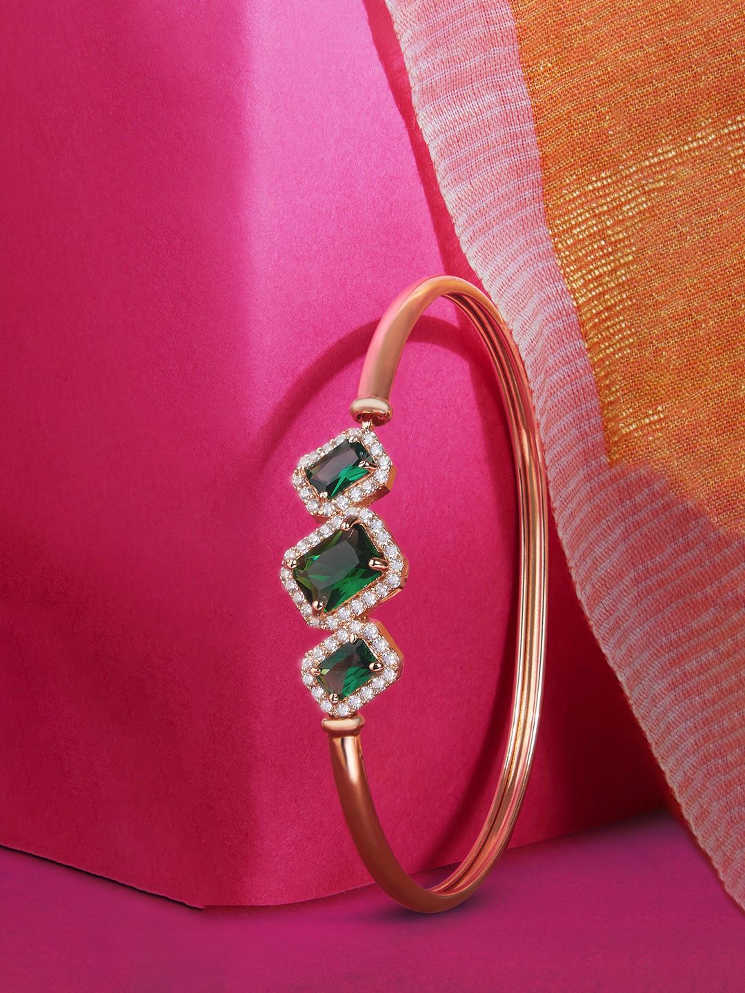 Zaveri Pearls Rose Gold Plated Cubic Zirconia Gelang Kada