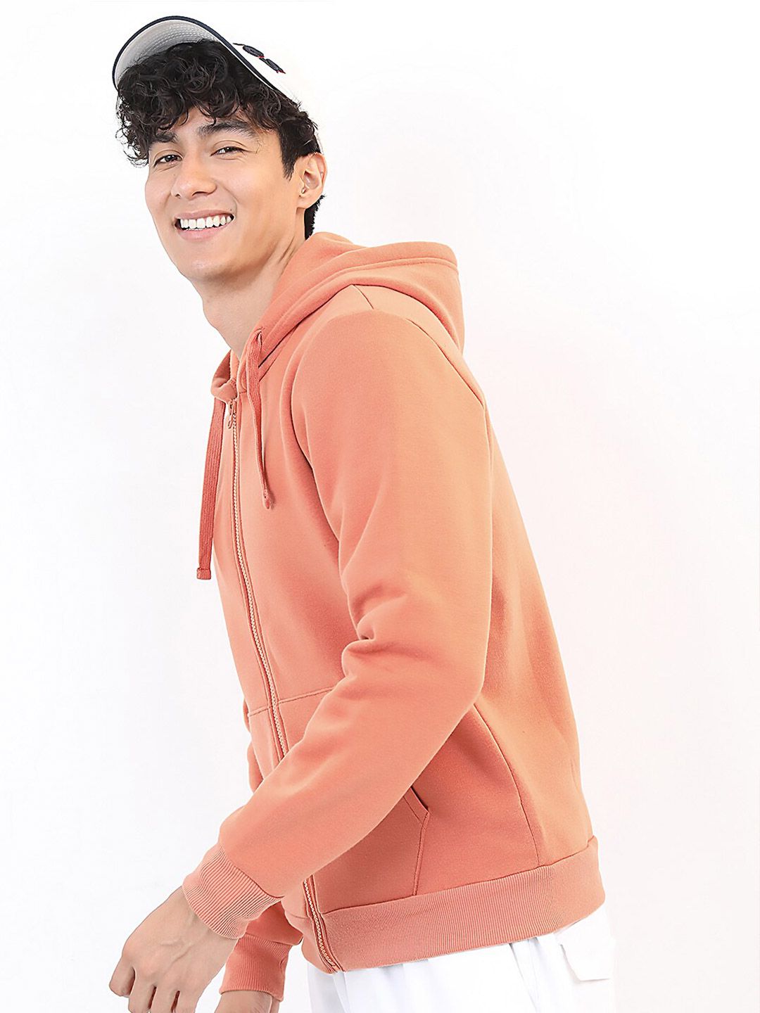 HIGHLANDER Men Pink Hooded Pullover Sweatshirt
