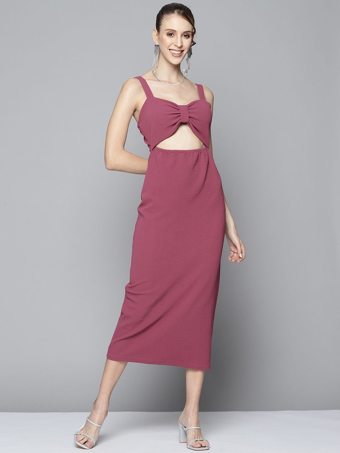SASSAFRAS Women Mauve Sheath Midi Dress