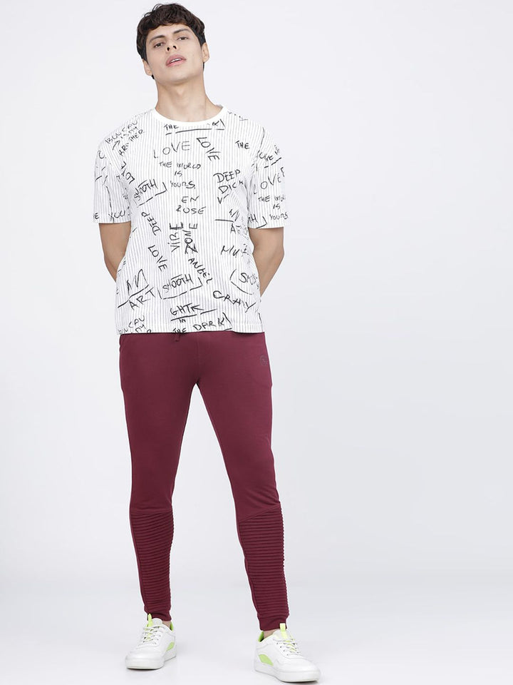 The Indian Garage Co Men Burgundy Solid Slim-Fit Joggers