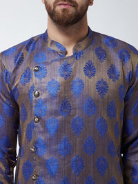 SOJANYA Men Blue Embroidered Straight Kurta