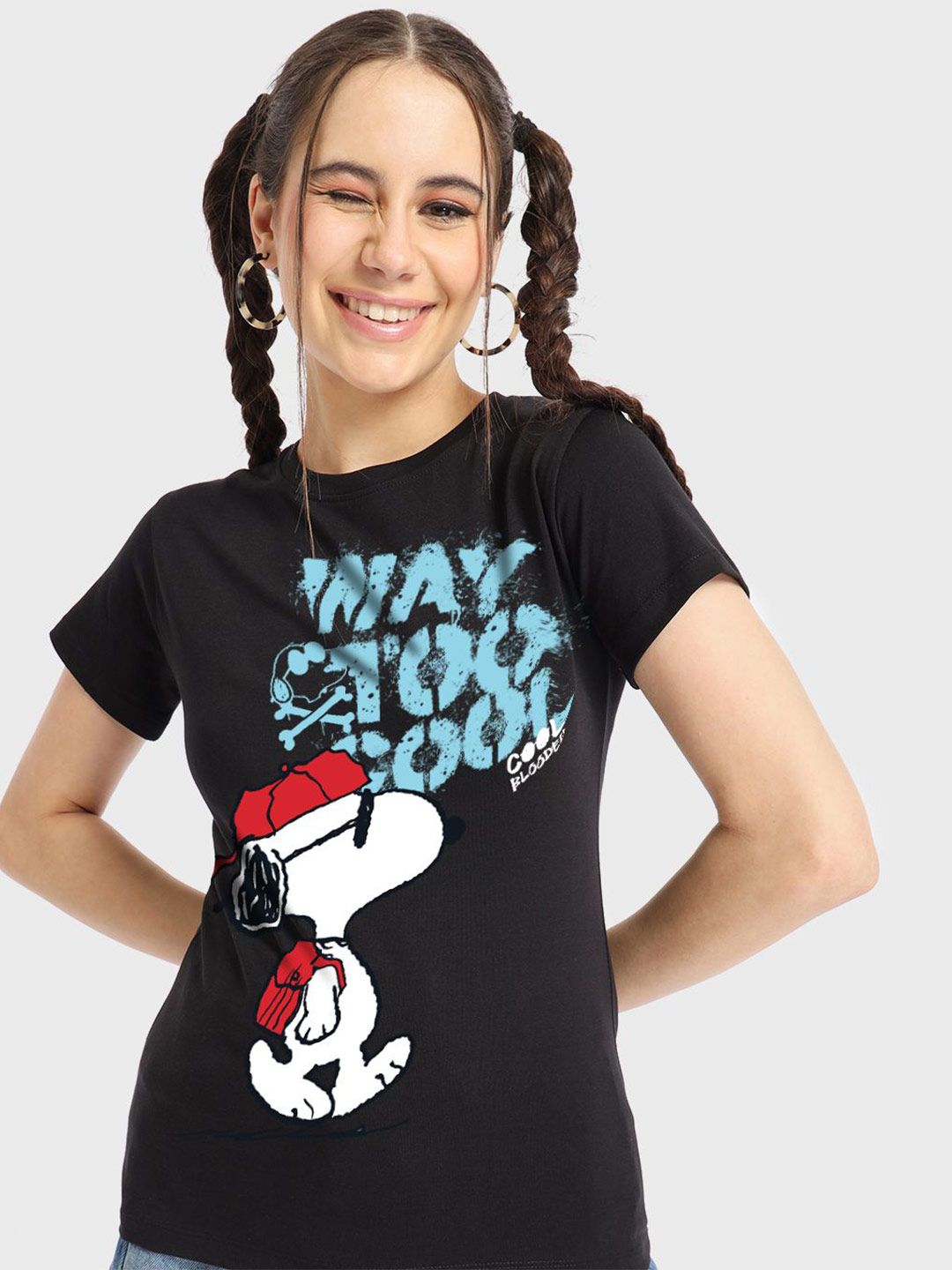 Bewakoof Women Typography Printed Round Neck Cotton Peanuts T-shirt
