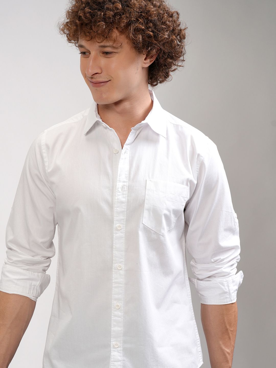 HIGHLANDER Men White Slim Fit Casual Shirt