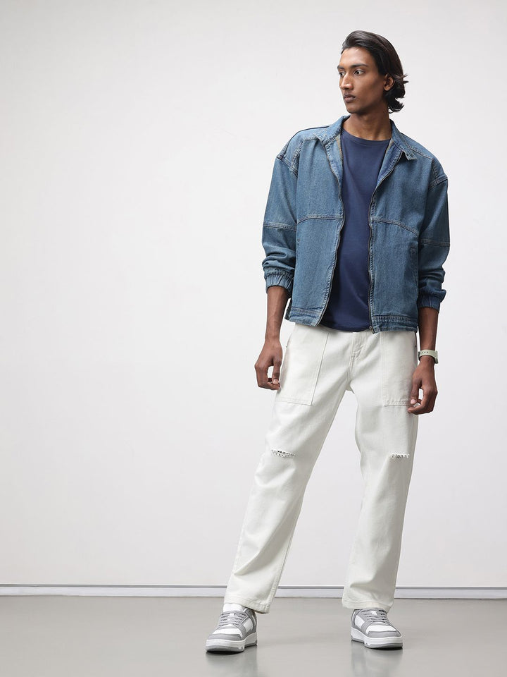 ether Men Slash Knee Baggy Jeans