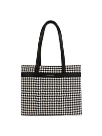 Berrylush Black Self Design Shopper Tote Bag