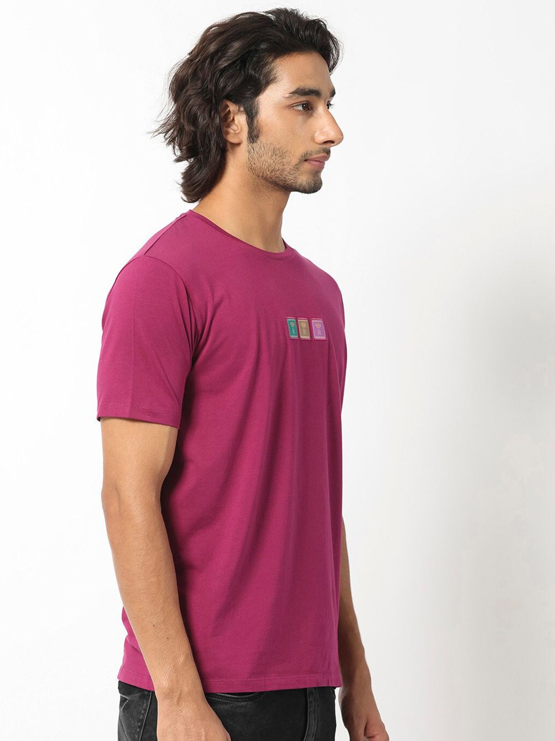RARE RABBIT Men Palp Cotton Slim Fit T-Shirt