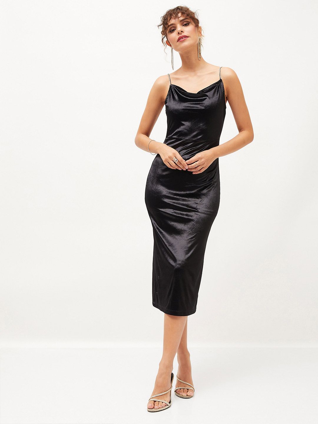 SASSAFRAS Cowl Neck Bodycon Dress