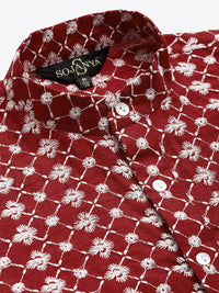 SOJANYA Men Maroon Ethnic Motifs Embroidered Thread Work Kurta with Churidar