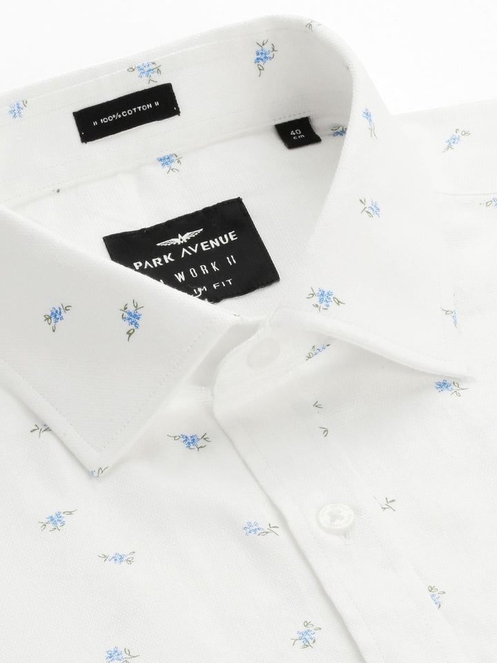 Park Avenue Men Slim Fit Floral Printed Pure Cotton Formal Shirt