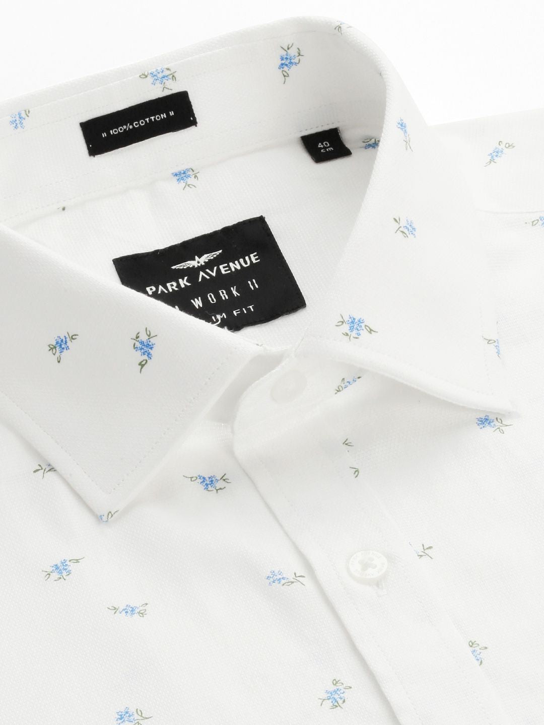 Park Avenue Men Slim Fit Floral Printed Pure Cotton Formal Shirt