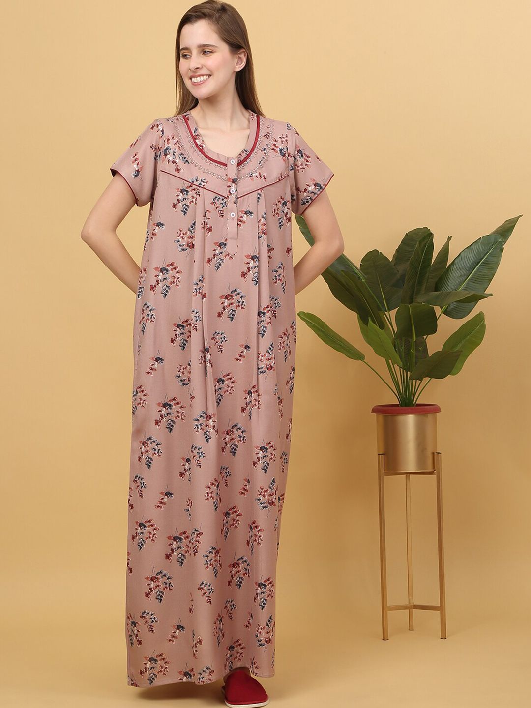 Sweet Dreams Printed pure cotton Maxi Nightdress
