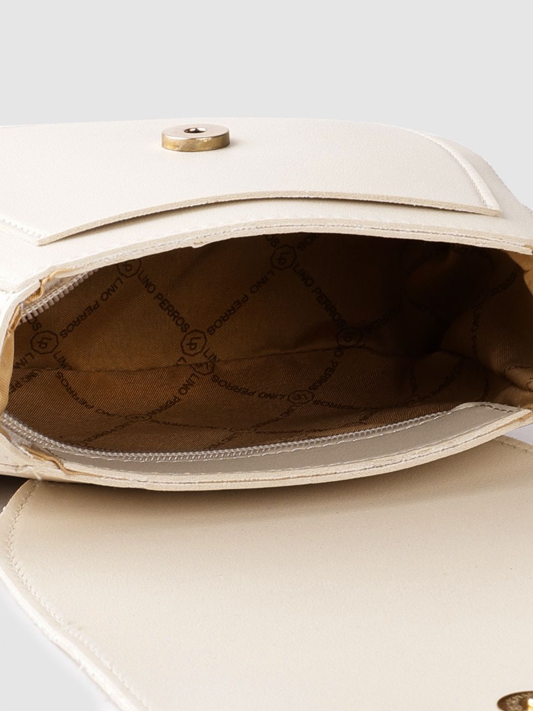Lino Perros Women Cream-Coloured Solid Sling Bag with Tasselled Detail