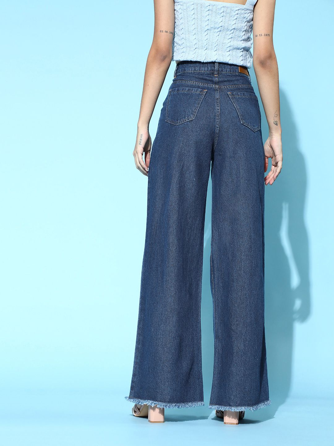 SASSAFRAS Woman Blue High-Rise Straight Fit Jeans
