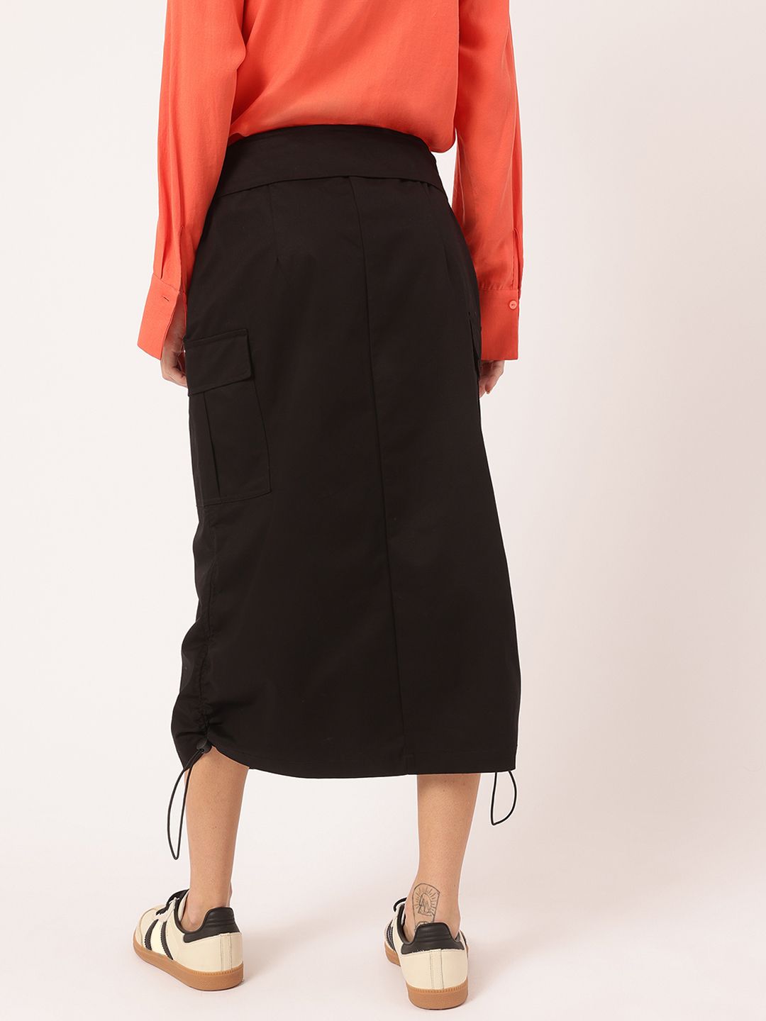 DressBerry Edgy Essentials Midi Straight Skirt with Toggle Hem