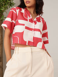 DressBerry Printed Boxy Crop Shirt