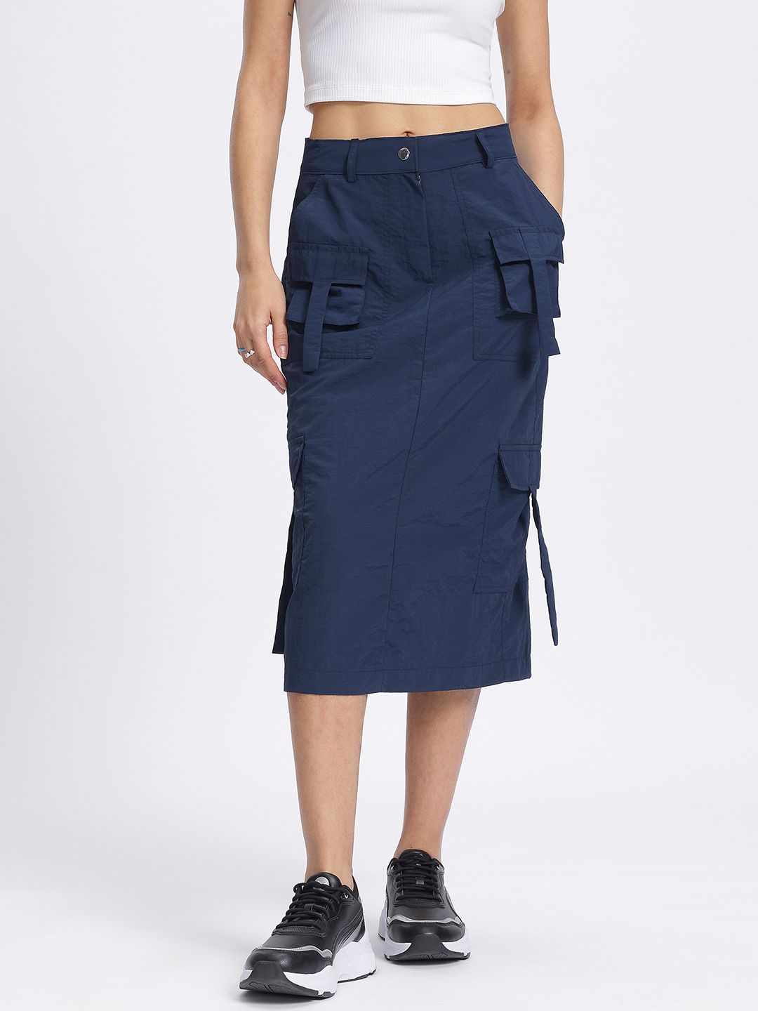 DressBerry Utility Chic Cargo-Style Midi Skirt