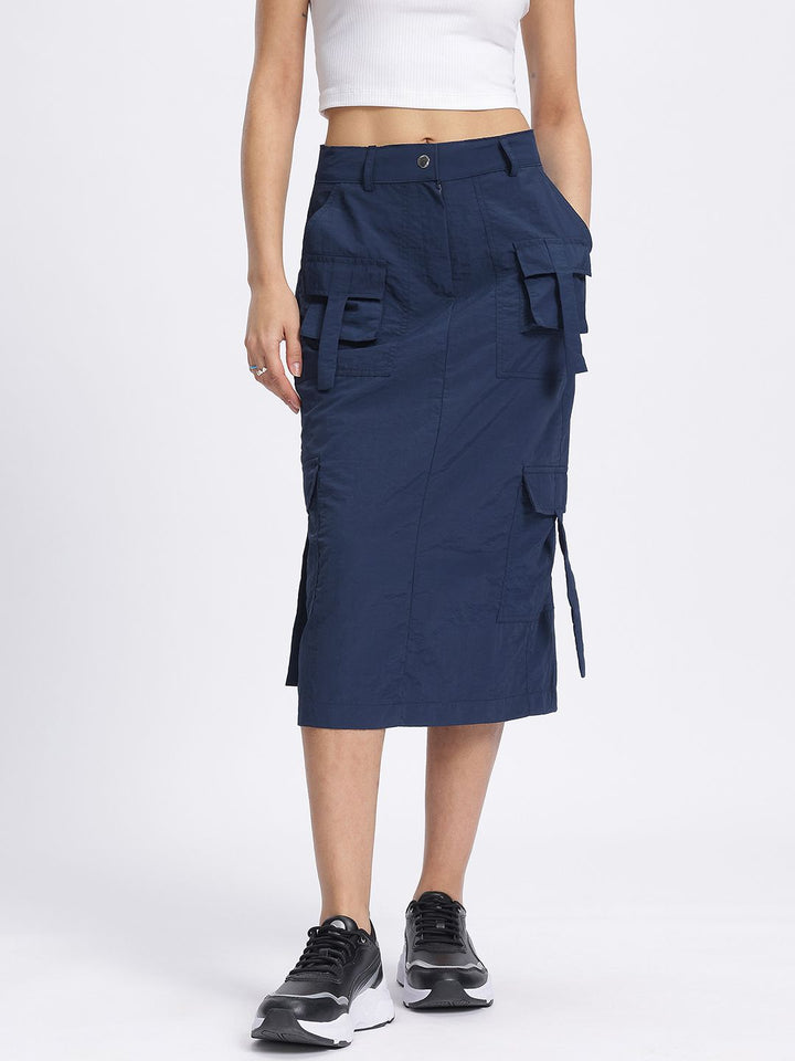 DressBerry Utility Chic Cargo-Style Midi Skirt
