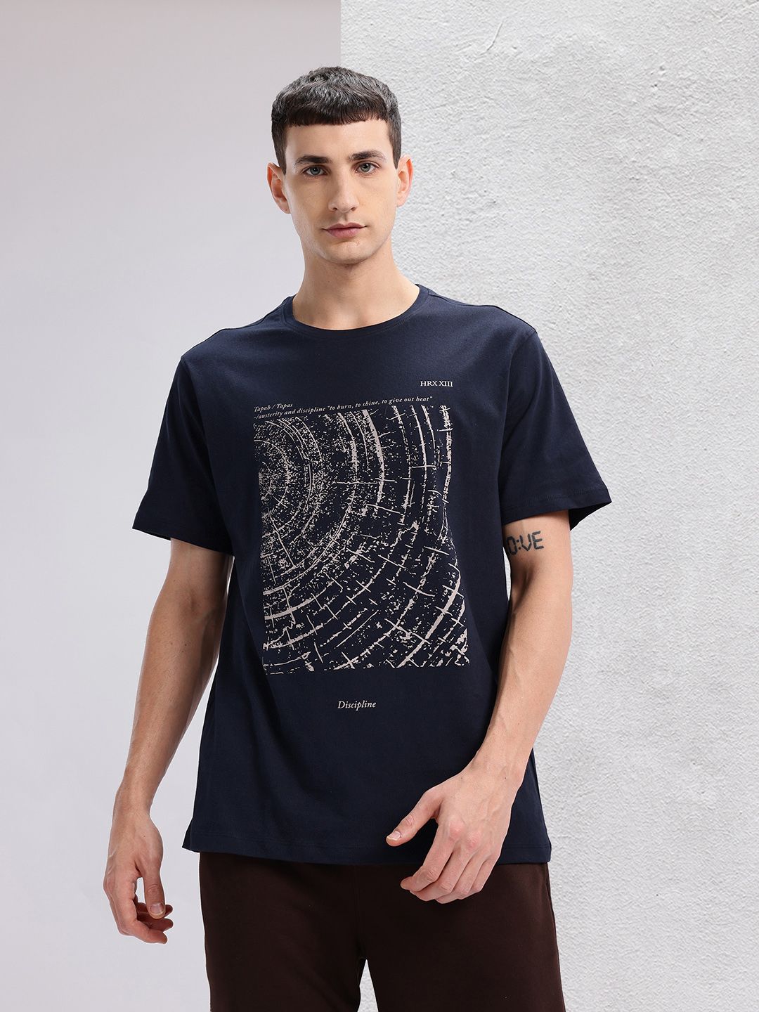 HRX by Hrithik Roshan Printed Pure Cotton Yoga T-shirt