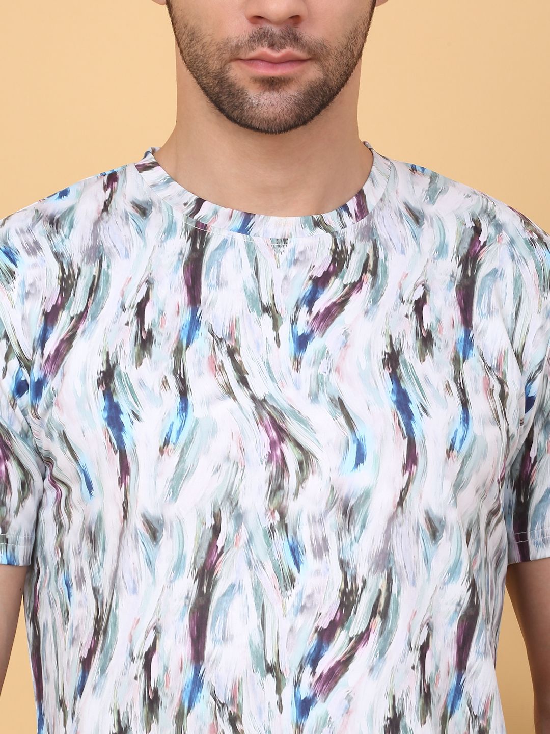 Sweet Dreams Men White & Black Abstract Printed Round Neck T Shirt & Shorts