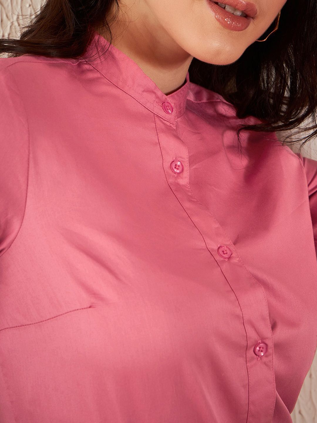 DENNISON Smart Slim Fit Band Collar Cotton Formal Shirt