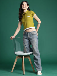 DressBerry Typography Printed Shirt Collar Top