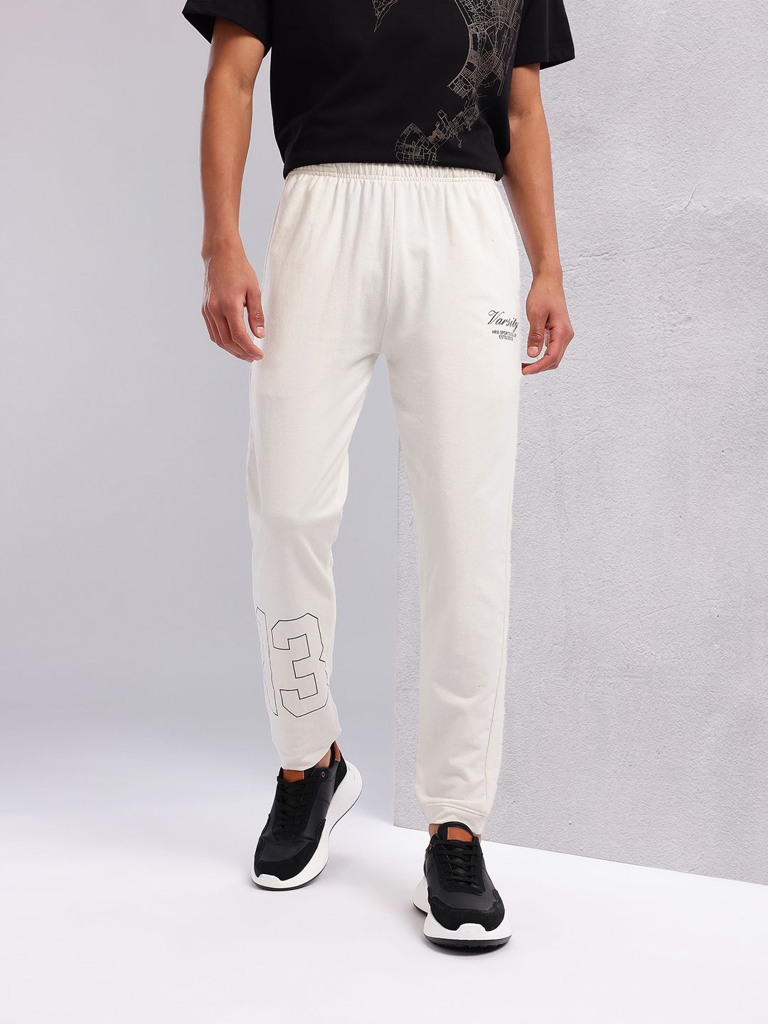 HRX by Hrithik Roshan Men Typography Print Mid-Rise Lifestyle Track Pants