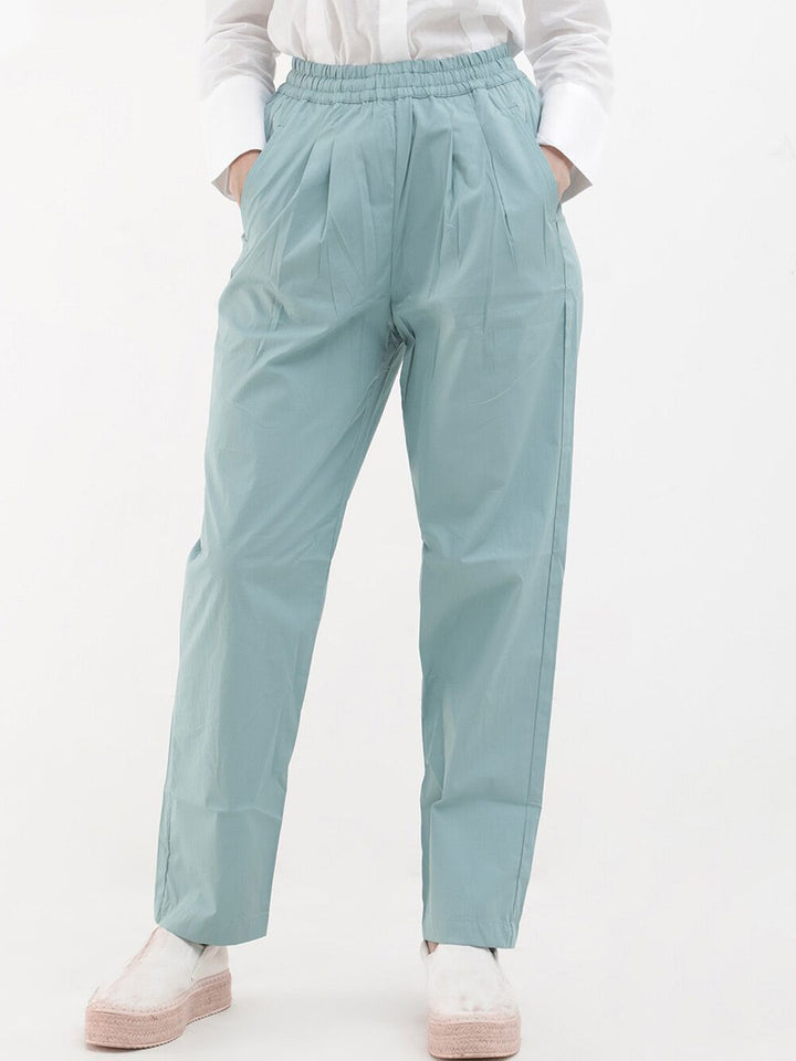 RAREISM Women Tailored High-Rise Cotton Parallel Trousers