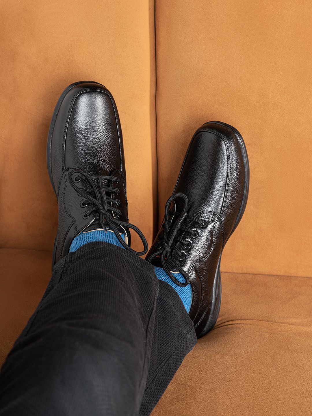 Red Chief Men Black Leather Casual Derbys