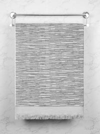 MYTRIDENT Grey & White Striped Printed Cotton 500 GSM Bath Towel