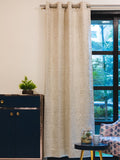 URBAN SPACE Beige & Gold-Toned Soft Sheen Silk Black Out Window Curtain
