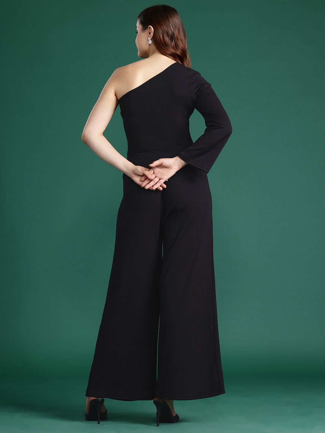 DressBerry Ribbed One-Shoulder Top with Trousers Co-ords